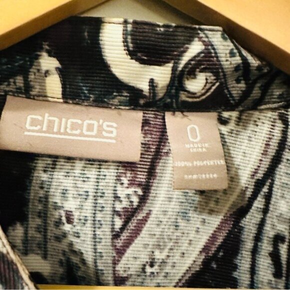 Chico’s Paisley Open Front Jacket Size 0 (4) Purple Black Gray Multicolor - Picture 10 of 12